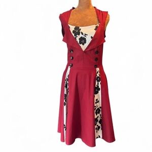 NWT Retro Vintage Inspired Red Rockabilly Pin-Up Greaser Psychobilly Swing Dress